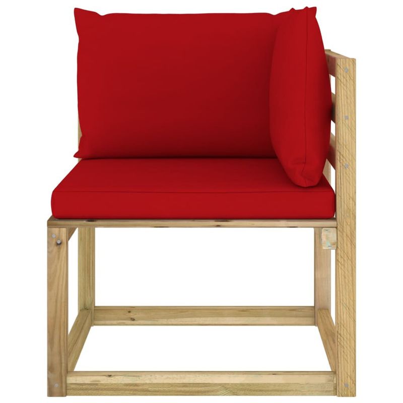 Divani-Angolari-da-Giardino---Cuscini-2pz-Pino-Impregnato-Verde