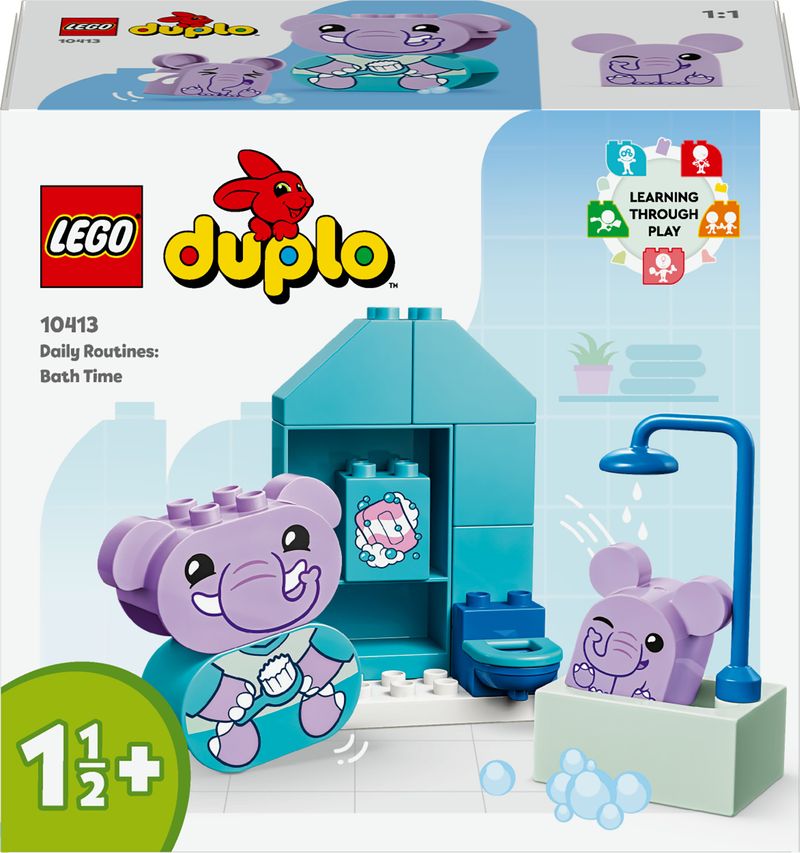 LEGO-DUPLO-10413-Attivita--Quotidiane--il-Bagnetto-Giochi-per-Bambini-da-1.5-Anni-Playset-Didattico-con-2-Elefanti-Giocattolo