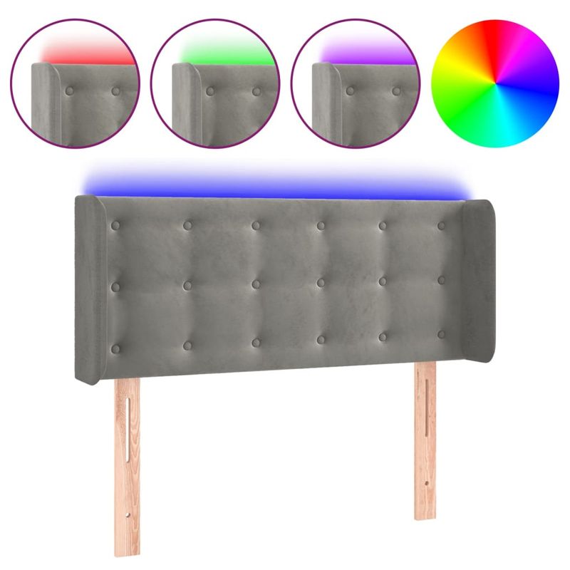 Testiera-a-LED-Grigio-Chiaro-83x16x118-128-cm-in-Velluto