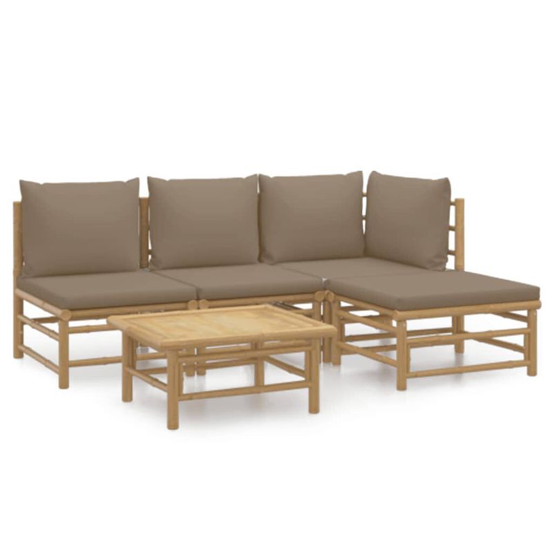 Set-Salotto-da-Giardino-5pz-con-Cuscini-Tortora-Bambu