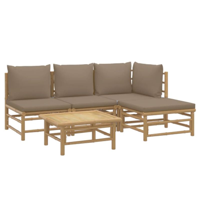 Set-Salotto-da-Giardino-5pz-con-Cuscini-Tortora-Bambu