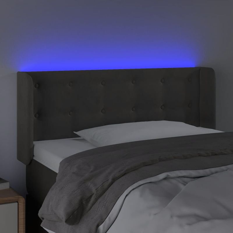 Testiera-a-LED-Grigio-Scuro-103x16x78-88-cm-in-Velluto