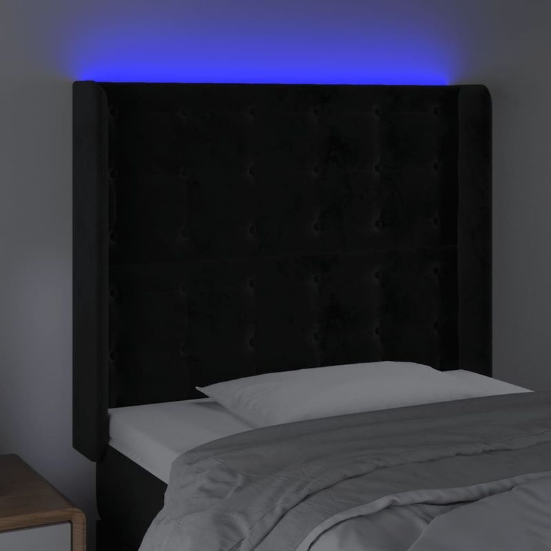 Testiera-a-LED-Nera-163x16x78-88-cm-in-Velluto