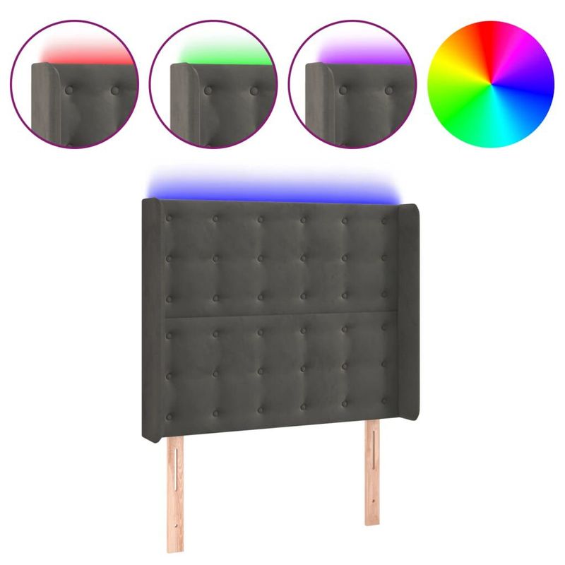 Testiera-a-LED-Grigio-Scuro-93x16x118-128-cm-in-Velluto