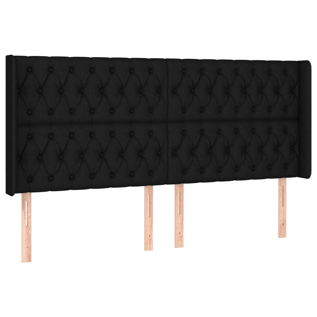 VidaXL Testiera ad Orecchio Nera 203x16x118/128 cm in Tessuto