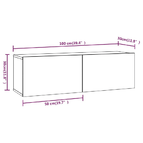 Mobili-Porta-TV-a-Parete-4-pz-Grigio-Cemento-100x30x30-cm