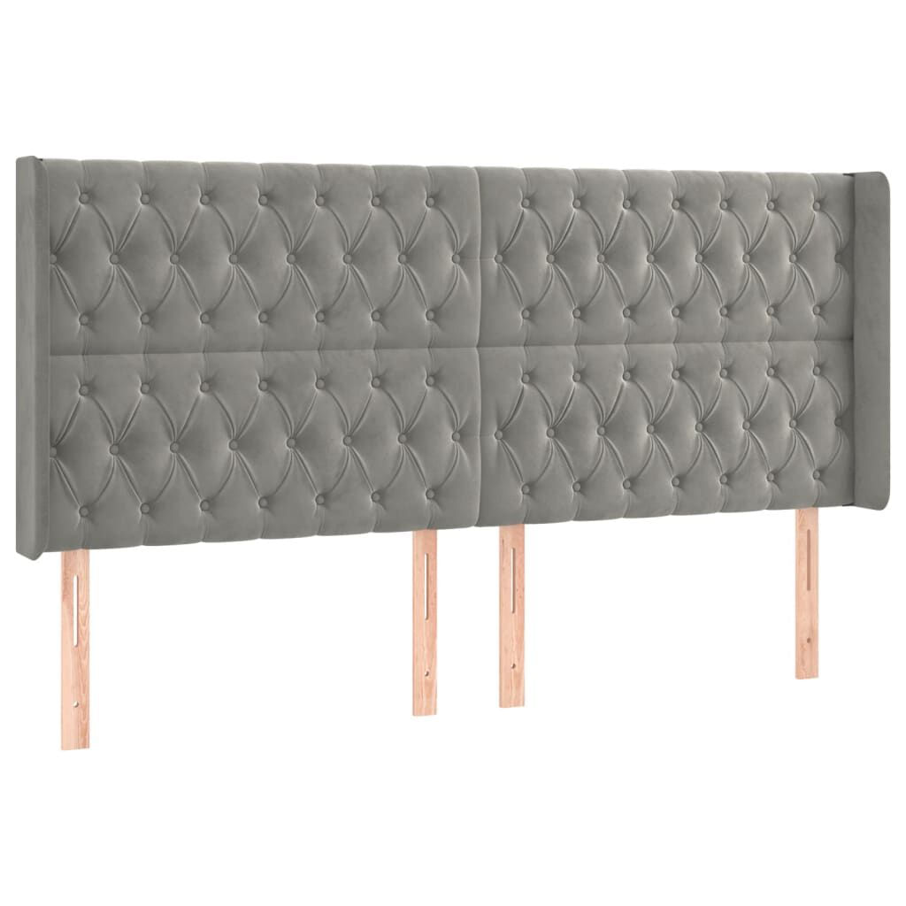VidaXL Testiera ad Orecchio Grigio Chiaro 203x16x118/128 cm in Velluto