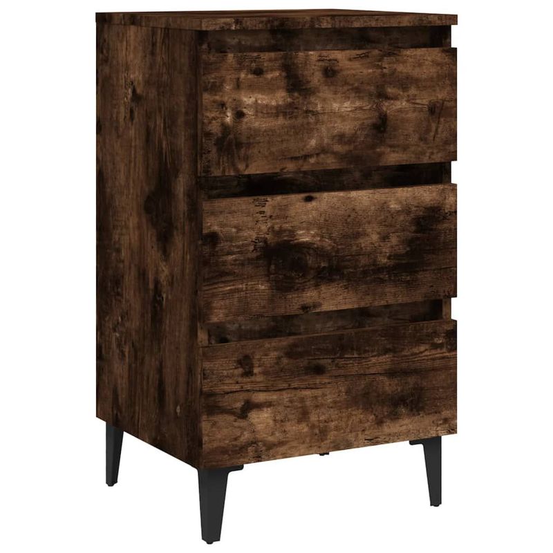 vidaXL-Comodino-con-Gambe-in-Metallo-Rovere-Fumo-40x35x69-cm