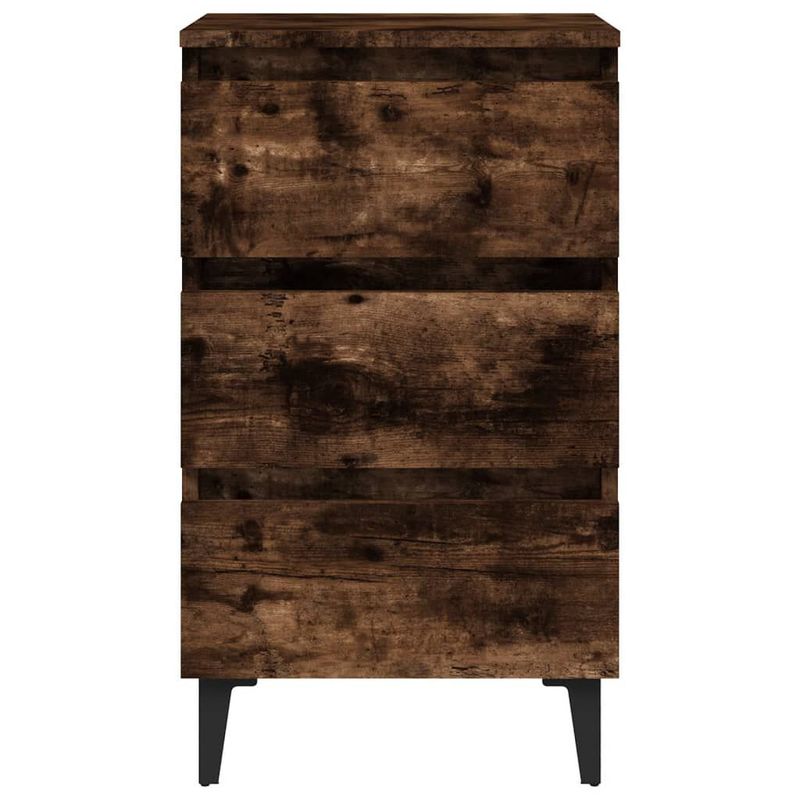 vidaXL-Comodino-con-Gambe-in-Metallo-Rovere-Fumo-40x35x69-cm
