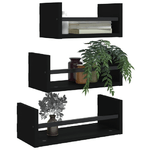 vidaXL-Set-Mensole-da-Parete-con-Aste-3pz-Nero-in-Legno-Multistrato