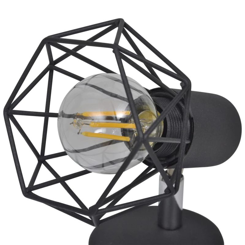 Set-2-Applique-con-Rete-in-Stile-Industriale-Nero-Lampadina-LED