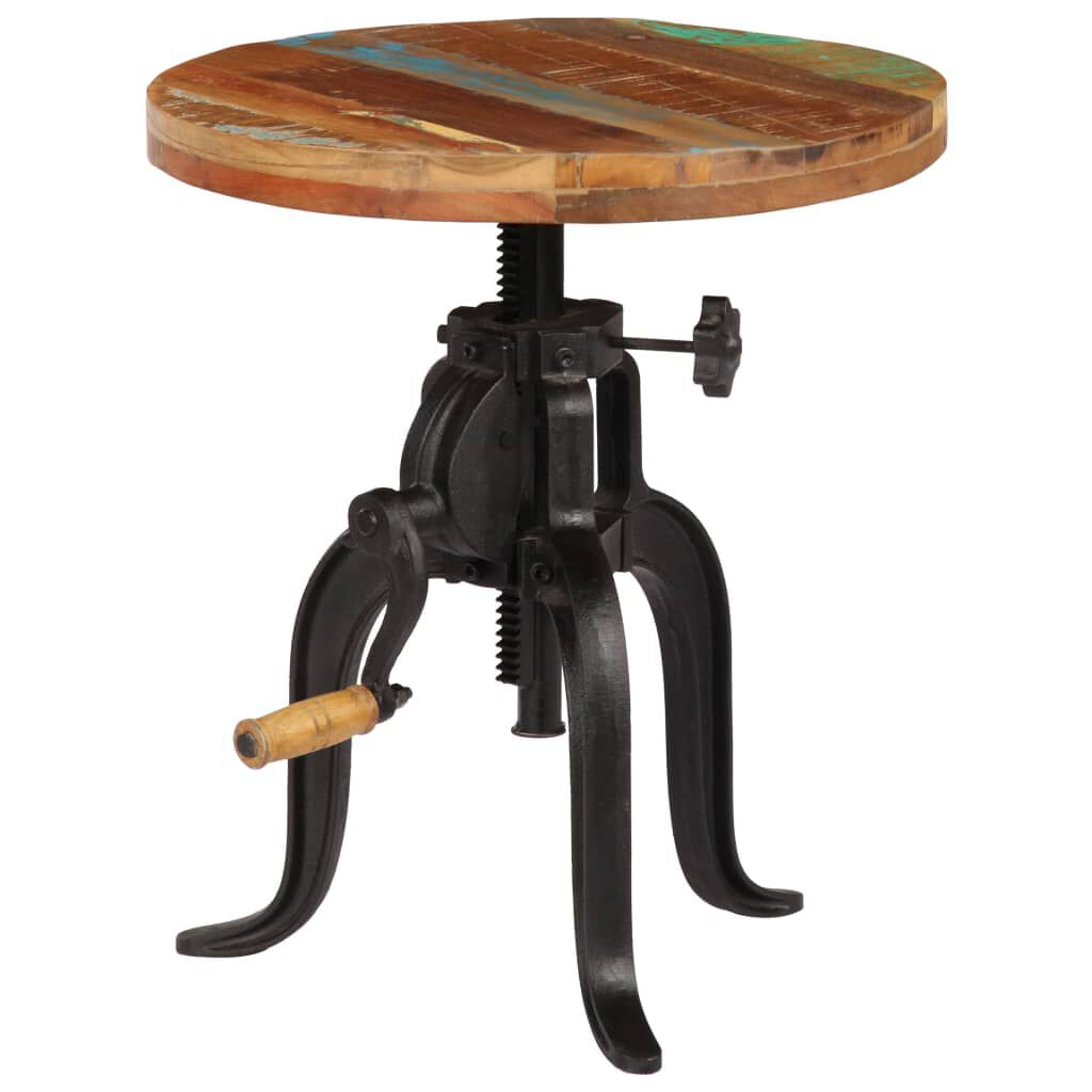VidaXL Tavolino 45x(45-62) cm in Legno Massello di Recupero e Ghisa