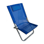 Trade Shop Traesio-spiaggina Con Cuscino Per Testiera Blu Textilene 57x47x95cm Pieghevole Portatile 281032 -