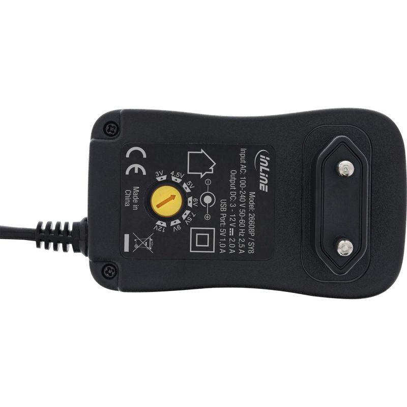 InLine-Alimentatore-universale-30W-con-USB-110-240V-a-3-12V-max.-2500mA