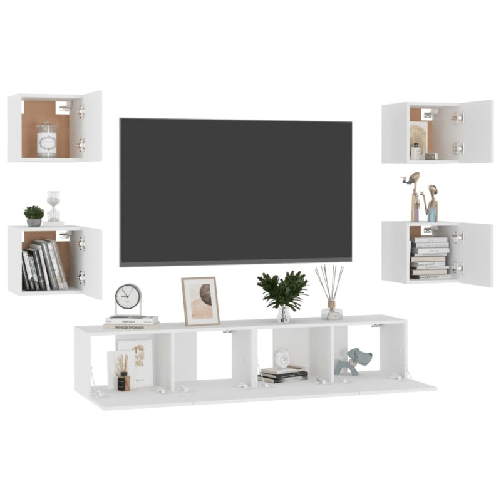 vidaXL-Set-Mobile-TV-6-pz-Bianco-in-Truciolato