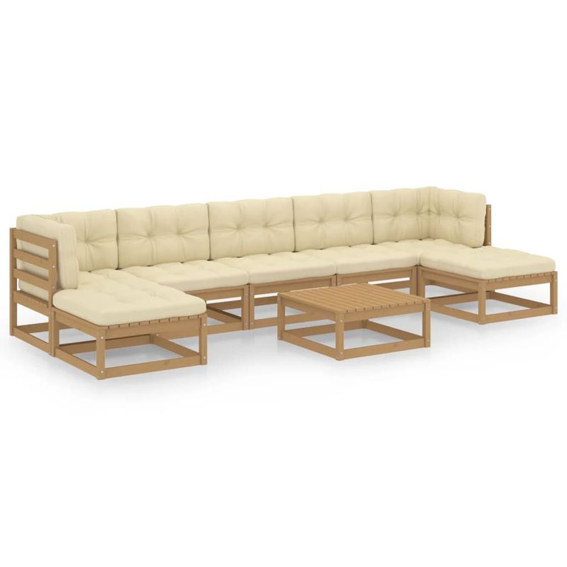 vidaXL-Set-Divani-da-Giardino-8-pz-Cuscini-Miele-in-Massello-di-Pino