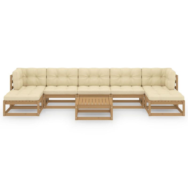 vidaXL-Set-Divani-da-Giardino-8-pz-Cuscini-Miele-in-Massello-di-Pino