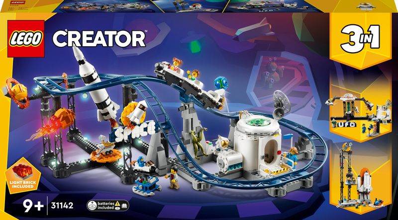 LEGO-Creator-3in1-31142-Montagne-Russe-Spaziali-o-Torre-a-Caduta-o-Giostra-Parco-Giochi-da-Costruire-con-Mattoncini-Luminosi