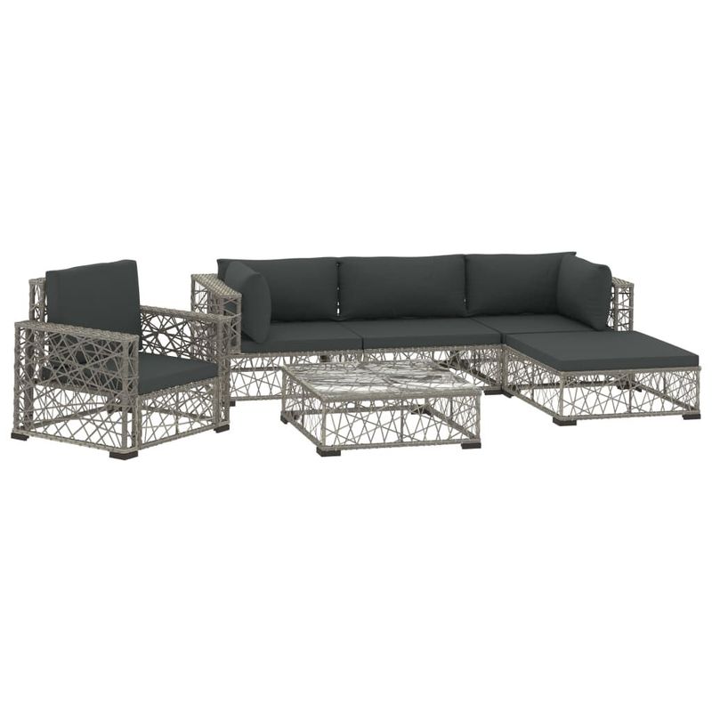 vidaXL-Set-Divani-da-Giardino-6-pz-con-Cuscini-in-Polyrattan-Grigio