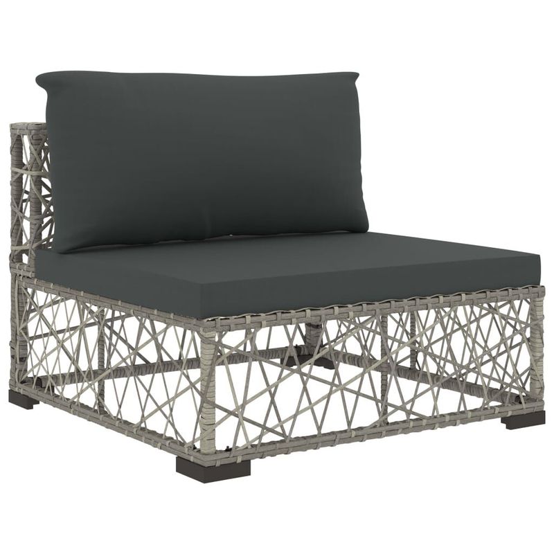 vidaXL-Set-Divani-da-Giardino-6-pz-con-Cuscini-in-Polyrattan-Grigio