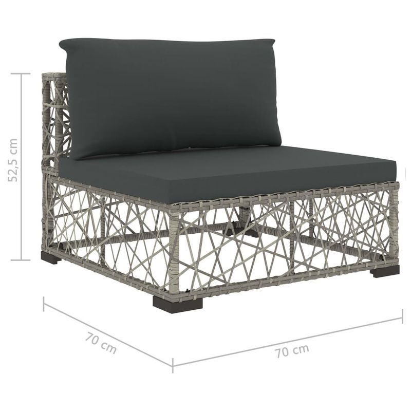 vidaXL-Set-Divani-da-Giardino-6-pz-con-Cuscini-in-Polyrattan-Grigio