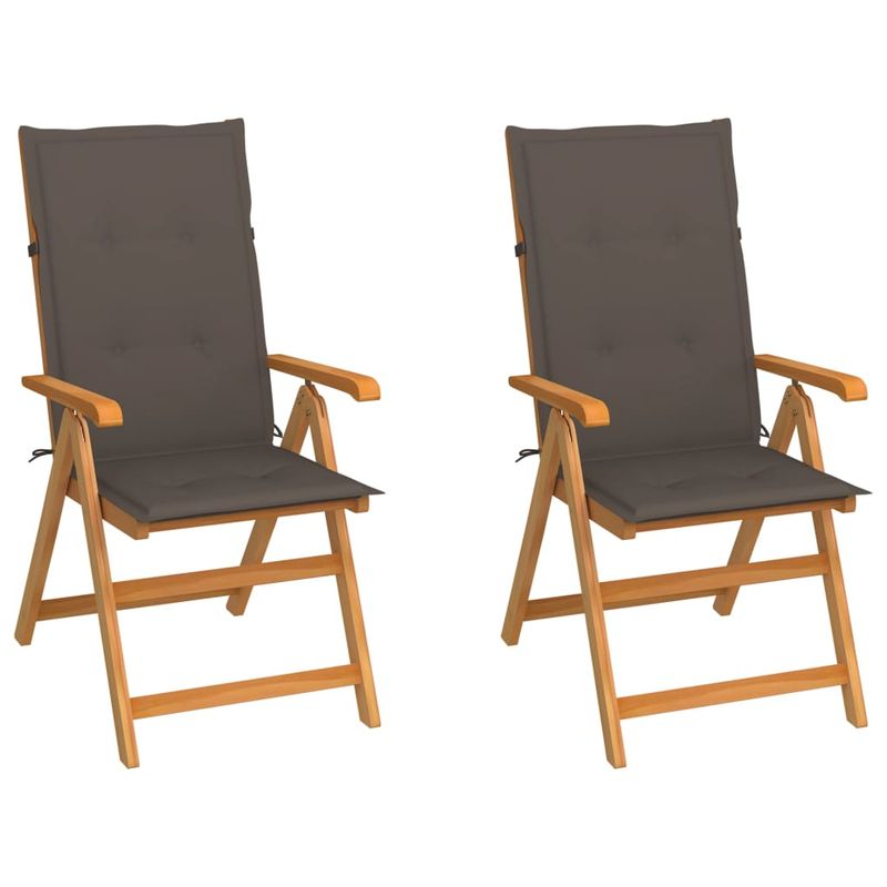 vidaXL-Sedie-da-Giardino-6-pz-e-Cuscini-Grigio-Talpa-Massello-di-Teak