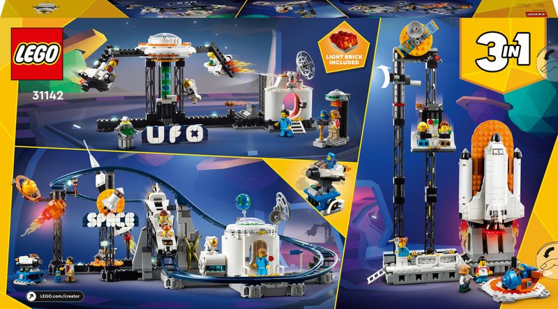 LEGO-Creator-3in1-31142-Montagne-Russe-Spaziali-o-Torre-a-Caduta-o-Giostra-Parco-Giochi-da-Costruire-con-Mattoncini-Luminosi