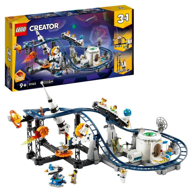 LEGO-Creator-3in1-31142-Montagne-Russe-Spaziali-o-Torre-a-Caduta-o-Giostra-Parco-Giochi-da-Costruire-con-Mattoncini-Luminosi