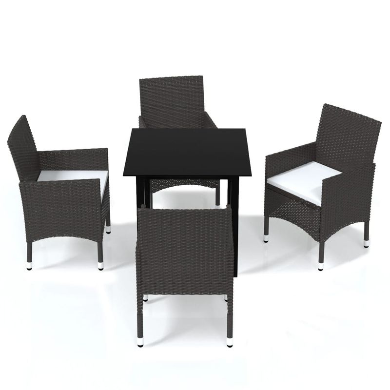 vidaXL-Set-da-Pranzo-per-Giardino-5-pz-con-Cuscini-Polyrattan-Marrone