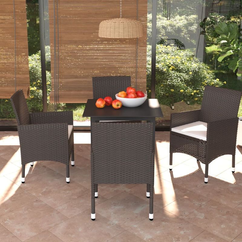 vidaXL-Set-da-Pranzo-per-Giardino-5-pz-con-Cuscini-Polyrattan-Marrone