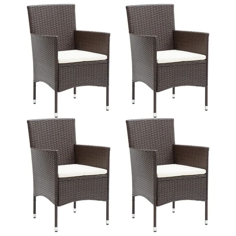 vidaXL-Set-da-Pranzo-per-Giardino-5-pz-con-Cuscini-Polyrattan-Marrone