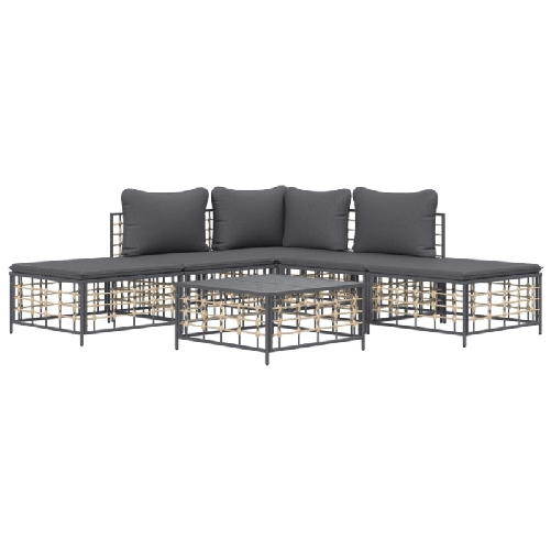 Set-Divani-da-Giardino-6-pz-con-Cuscini-Antracite-in-Polyrattan