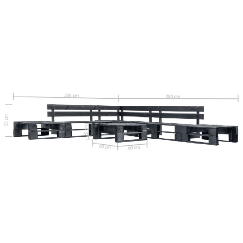 vidaXL-Divani-da-Giardino-su-Pallet-6-pz-Neri-in-Legno