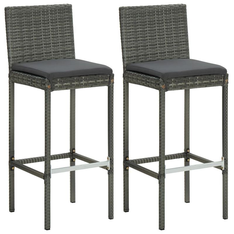 vidaXL-Set-Bar-da-Giardino-3-pz-con-Cuscini-in-Polyrattan-Grigio