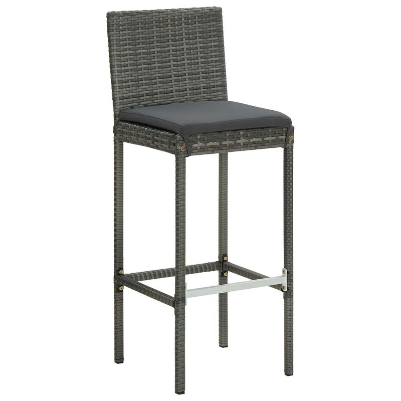 vidaXL-Set-Bar-da-Giardino-3-pz-con-Cuscini-in-Polyrattan-Grigio