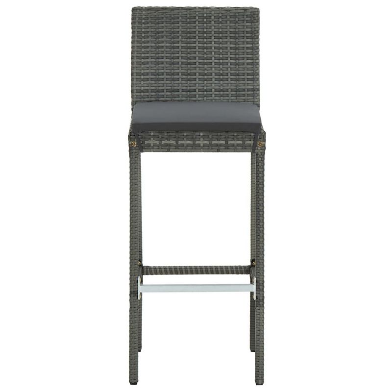 vidaXL-Set-Bar-da-Giardino-3-pz-con-Cuscini-in-Polyrattan-Grigio