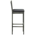 vidaXL-Set-Bar-da-Giardino-3-pz-con-Cuscini-in-Polyrattan-Grigio