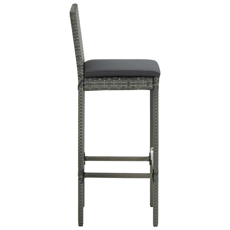 vidaXL-Set-Bar-da-Giardino-3-pz-con-Cuscini-in-Polyrattan-Grigio
