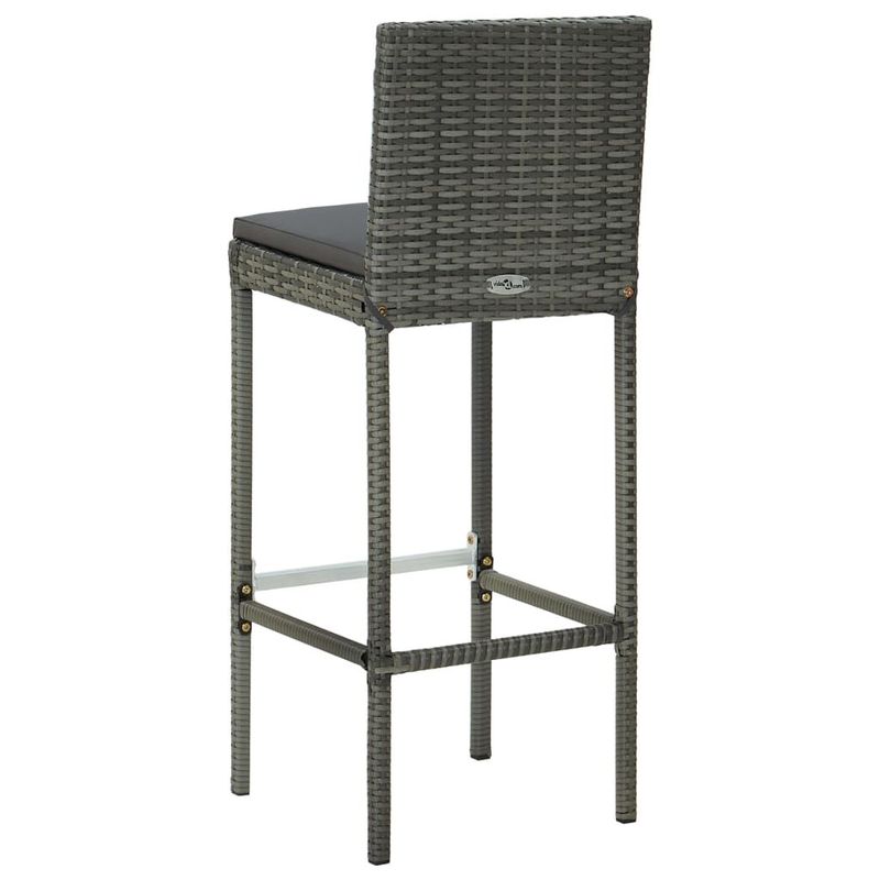 vidaXL-Set-Bar-da-Giardino-3-pz-con-Cuscini-in-Polyrattan-Grigio