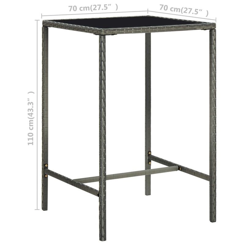 vidaXL-Set-Bar-da-Giardino-3-pz-con-Cuscini-in-Polyrattan-Grigio