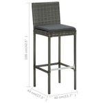 vidaXL-Set-Bar-da-Giardino-3-pz-con-Cuscini-in-Polyrattan-Grigio