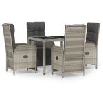 VidaXL Set da Pranzo da Giardino 5 pz con Cuscini in Polyrattan Grigio