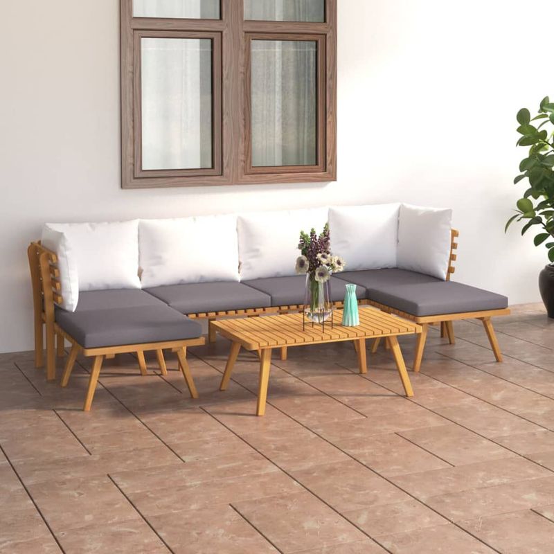 vidaXL-Set-Divani-da-Giardino-7-pz-con-Cuscini-in-Massello-di-Acacia