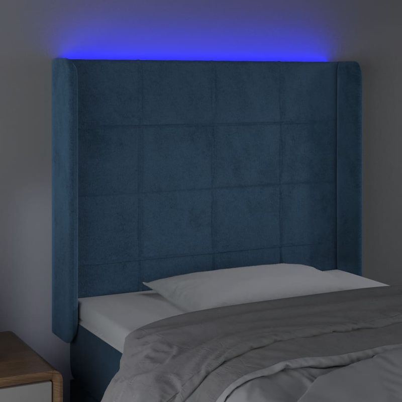 Testiera-a-LED-Blu-Scuro-147x16x78-88-cm-in-Velluto