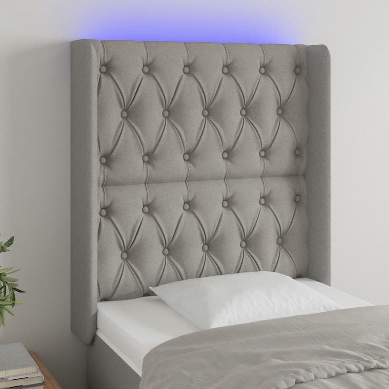 Testiera-a-LED-Grigio-Chiaro-83x16x118-128-cm-in-Tessuto