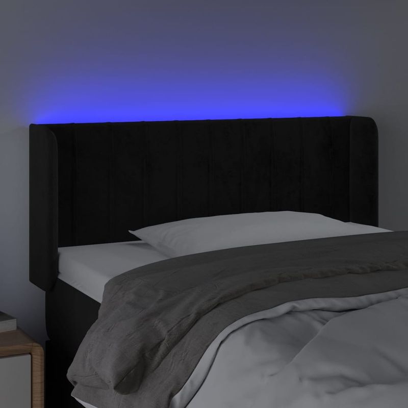 Testiera-a-LED-Nera-183x16x78-88-cm-in-Velluto