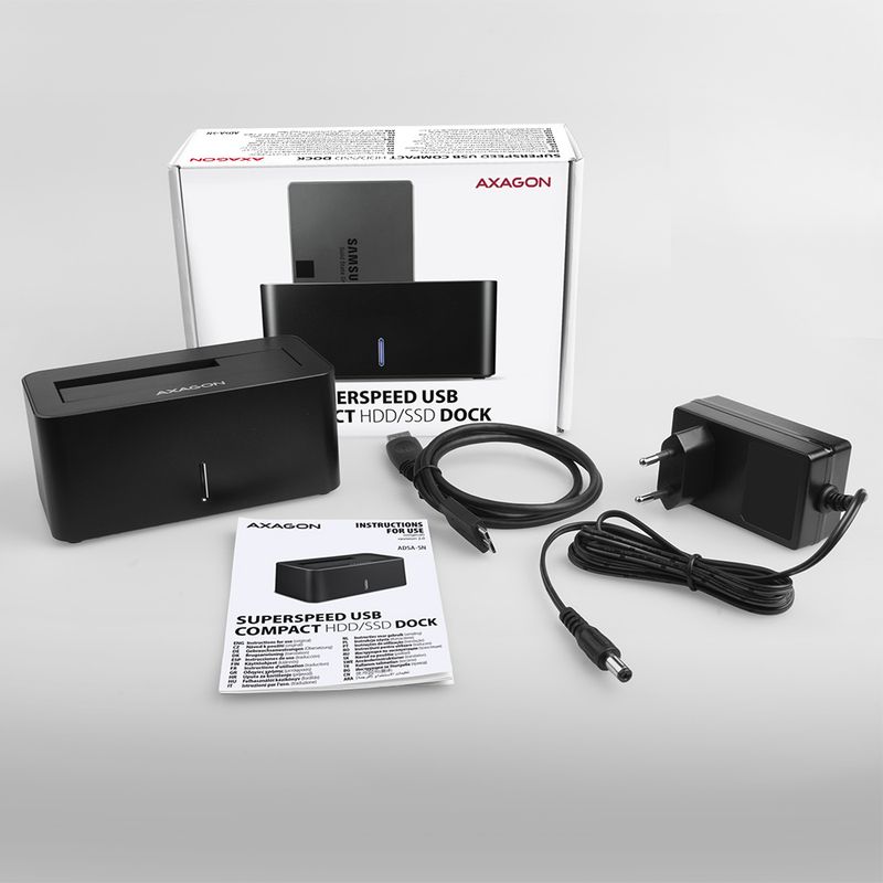 Axagon-ADSA-SN-Speicherlaufwerk-Docking-Station-USB-3.2-Gen-1--3.1-Gen-1--Type-A-Schwarz--ADSA-SN-
