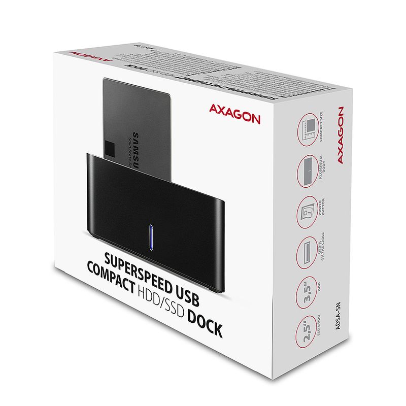 Axagon-ADSA-SN-Speicherlaufwerk-Docking-Station-USB-3.2-Gen-1--3.1-Gen-1--Type-A-Schwarz--ADSA-SN-