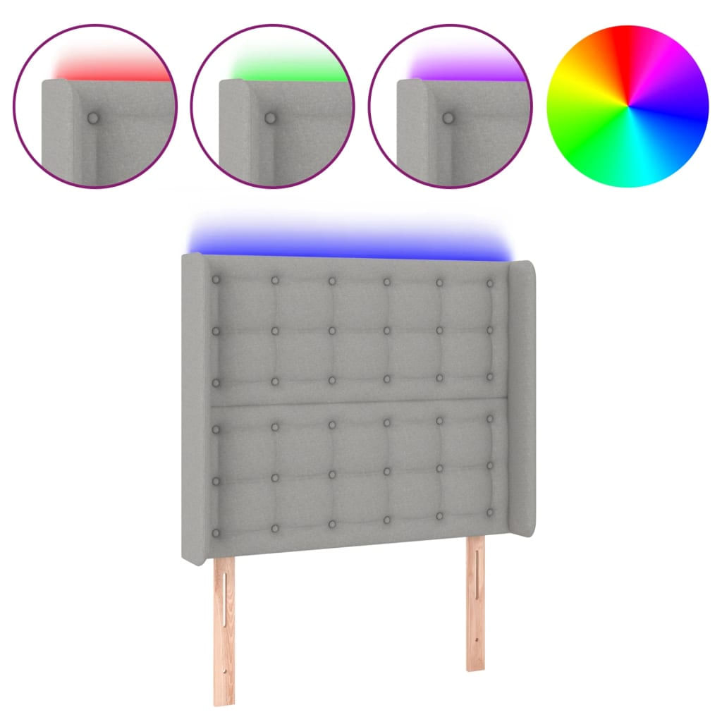VidaXL Testiera a LED Grigio Chiaro 183x16x118/128 cm in Tessuto