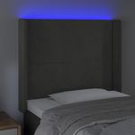 Testiera-a-LED-Grigio-Scuro-103x16x118-128cm-in-Velluto